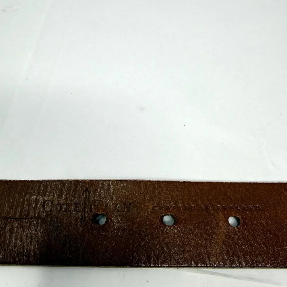 Cole Haan England Suede Leather Belt Tan Solid Brass Buckle 34 NWOT Rare